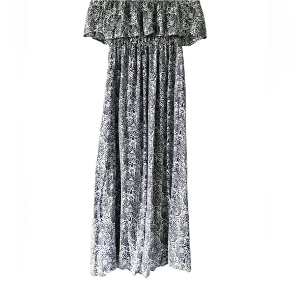 Dresses & Skirts - Yidarton Women Blue & White Strapless Floral Boho‎ Maxi Dress, Size M